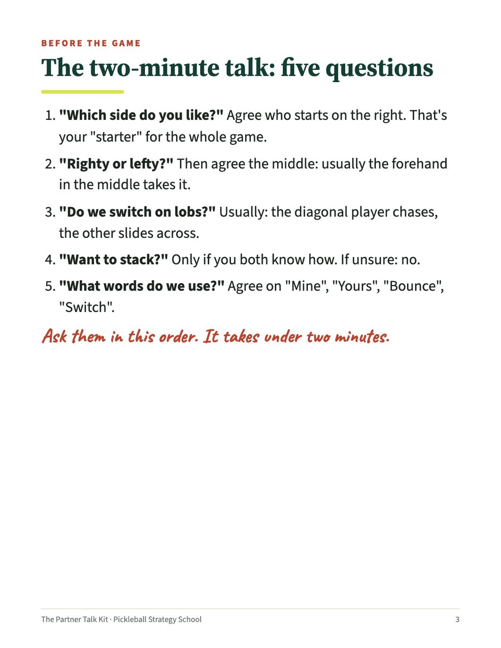 Inside the Partner Talk Kit