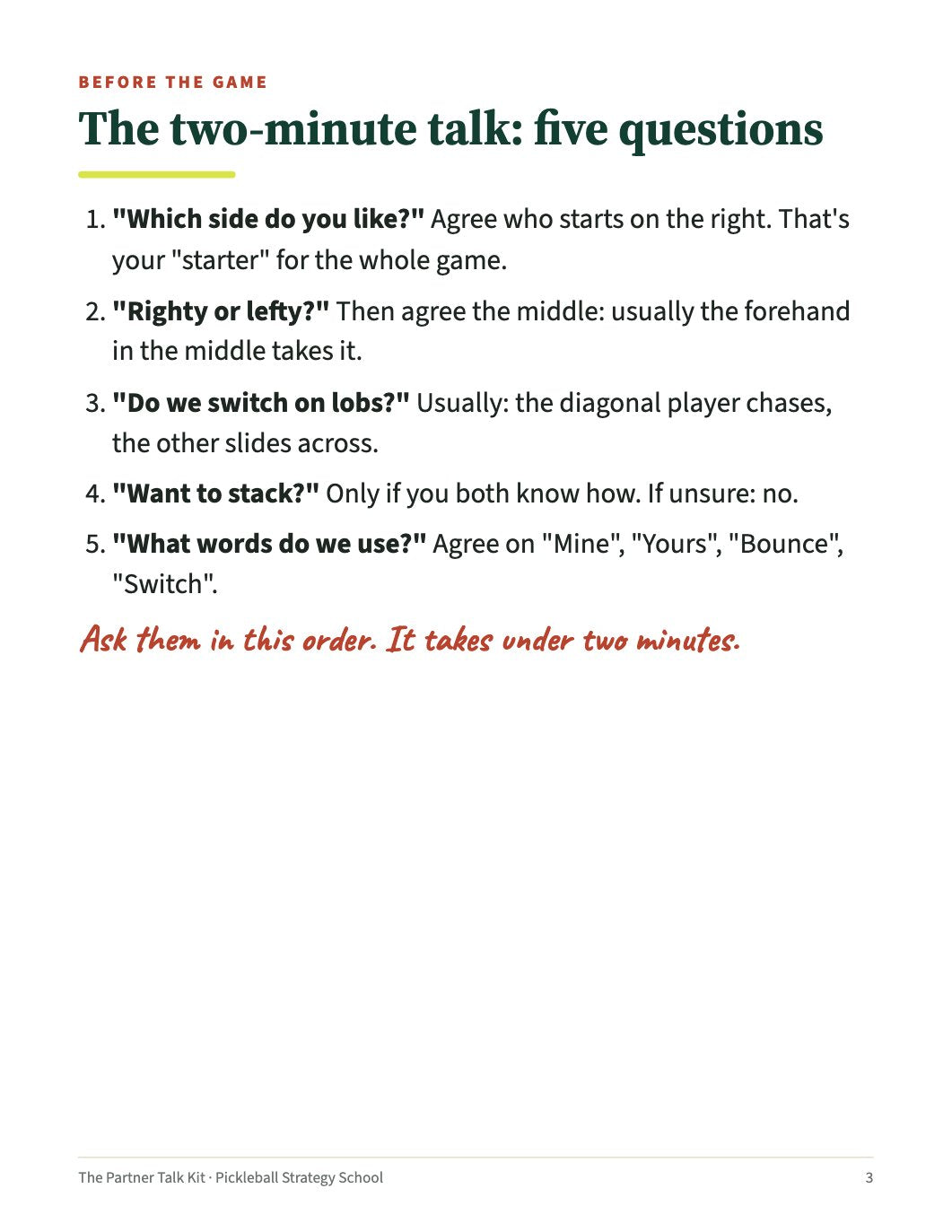 Inside the Partner Talk Kit