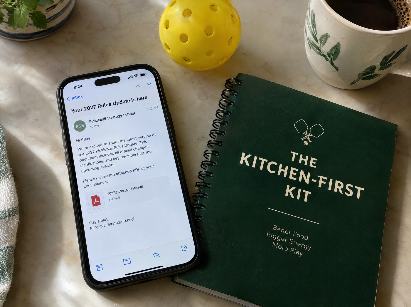 Rules update email on a phone