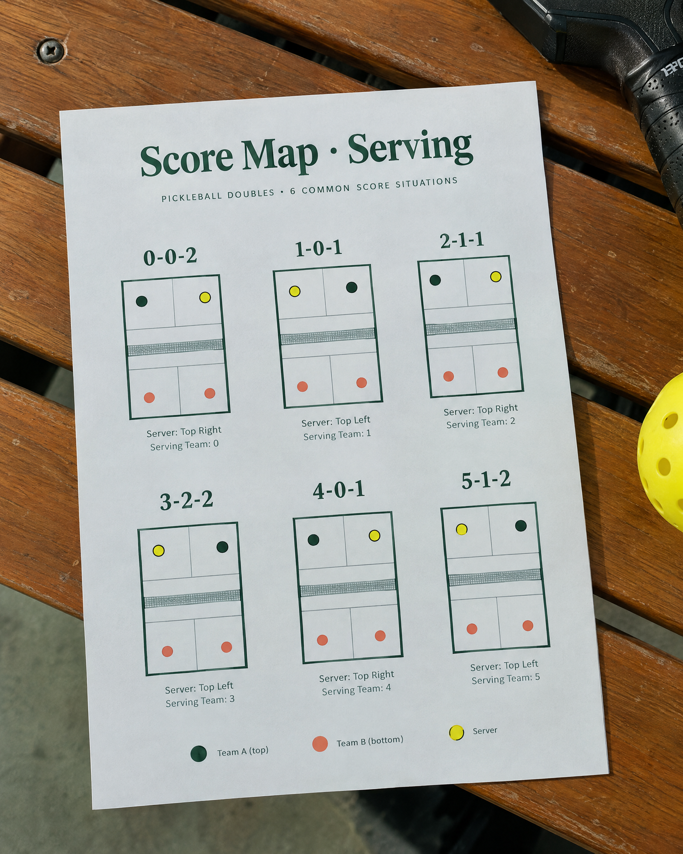 A Score Map page on a courtside bench